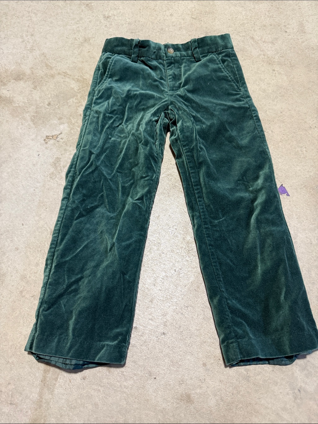 Janie And Jack Dark Green Velvet Kids Pants